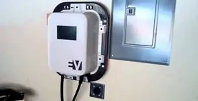 Electric car charger installation with wall-mounted EV charging station in Harrisburg, PA