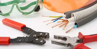 Electrical wiring repair with professional tools and safety equipment in Mechanicsburg, PA