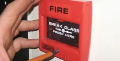 fire alarm installation service showing manual fire alarm pull station installed by licensed electricians in Harrisburg, PA